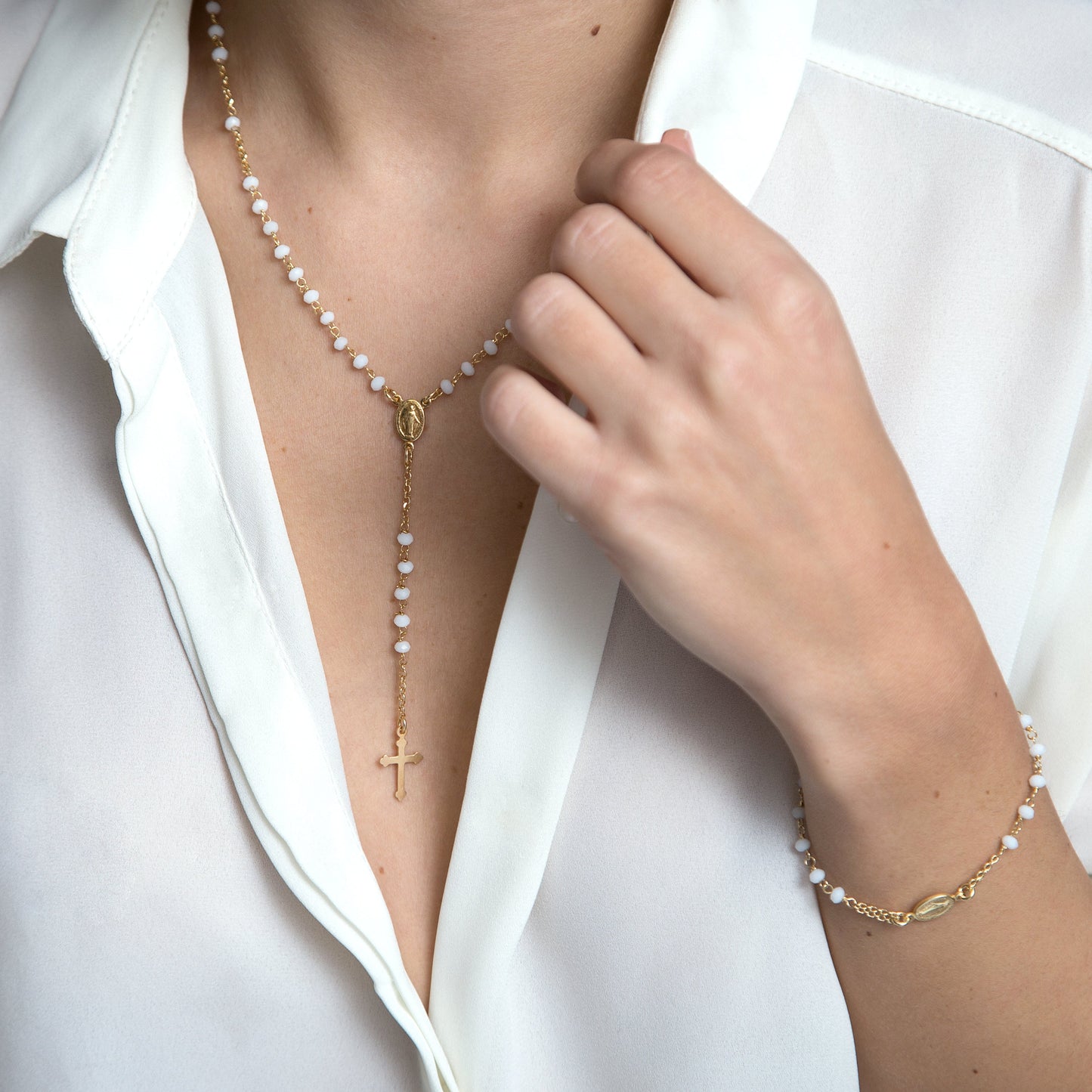 MIRACULOUS MEDAGLIA E CROCE - BRACCIALETTO - GOLDEN ARGENTO