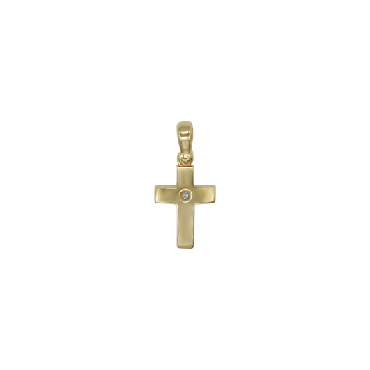 PENDENTE CROCE - ORO E ZIRCONIA
